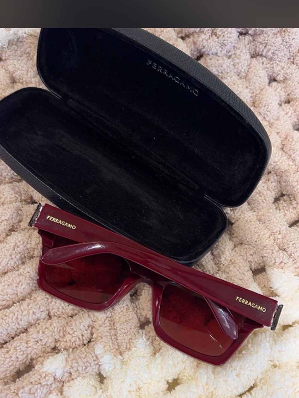 Salvatore Ferrargamo crimson sunglasses